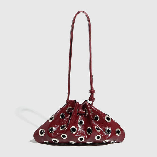 Sac seau mini en similicuir ajouré avec rivets décoratifs