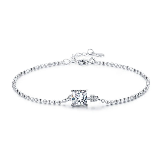 Bracelet chaîne avec zircon carré en argent sterling 925