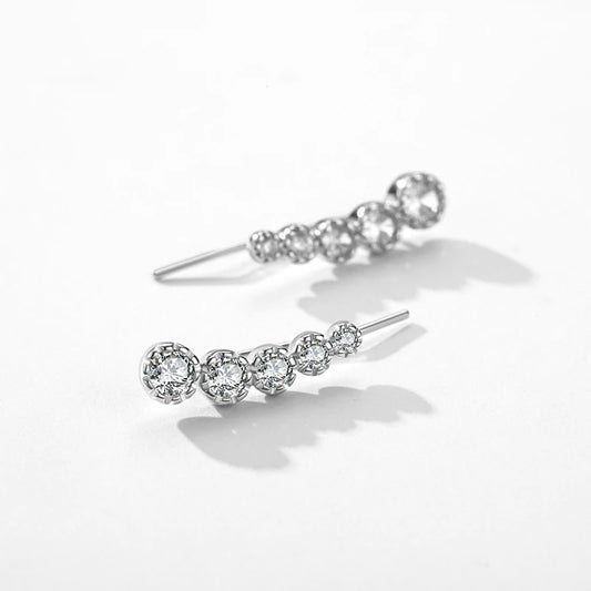 Boucles d’oreilles grimpantes en argent sterling 925 serties de zircons étincelants