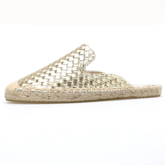 Mules plates femme en cuir véritable avec doublure en toile