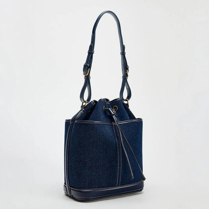 Sac seau tendance effet denim avec cordon de serrage